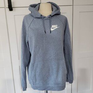 Nike Hoodie Womens L Blue Athletic Pullover Cozy Fleece Sweatshirt AJ6315-445
